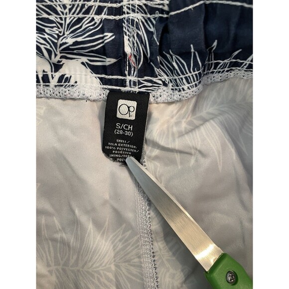 OP Boardshorts Men Size Small 28-30 Black Hawaiian Floral Swimwear Trunks - Picture 3 of 7